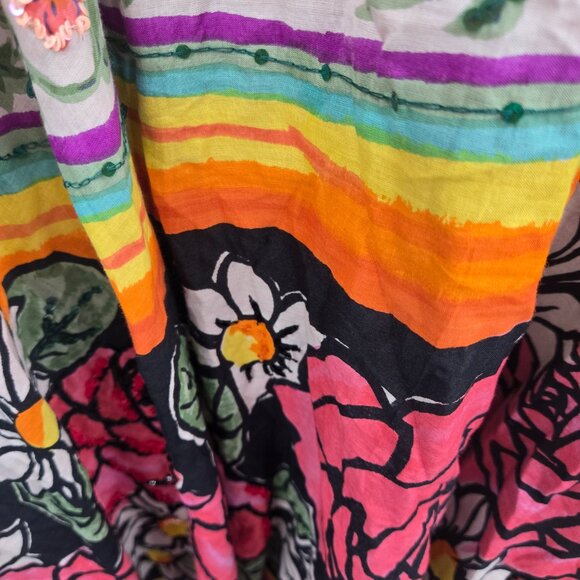 Jasmine Sports Multicolor Multipattern Boho Beaded 100% Cotton Maxi Skirt Medium - Picture 9 of 16